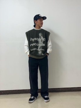 「HYSTERIC GLAMOUR（ヒステリックグラマー）のアイテム（ベスト）」を使った、hyshmt01さん（メンズ・171cm）の秋コーディネート