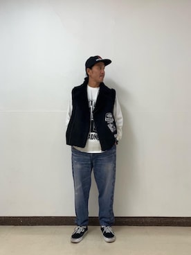 「HYSTERIC GLAMOUR（ヒステリックグラマー）のアイテム（ベスト）」を使った、hyshmt01さん（メンズ・171cm）の秋コーディネート