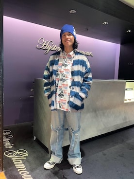 「HYSTERIC GLAMOUR（ヒステリックグラマー）のアイテム（デニムパンツ）」を使った、hyshmt01さん（メンズ・171cm）の秋コーディネート