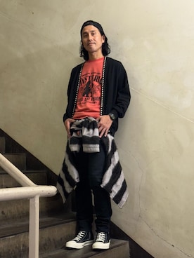 「HYSTERIC GLAMOUR（ヒステリックグラマー）のアイテム（デニムパンツ）」を使った、hyshmt01さん（メンズ・171cm）の秋コーディネート