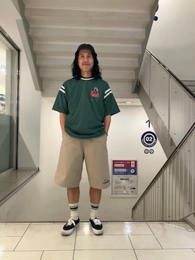 「HYSTERIC GLAMOUR（ヒステリックグラマー）のHYSTERIC SERVICE Tシャツ（Tシャツ/カットソー、グリーン系）」を使った、hyshmt01さん（メンズ・172cm）の春コーディネート