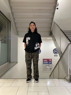 「HYSTERIC GLAMOUR（ヒステリックグラマー）のHYS WHISKY刺繍 キャップ（キャップ、ブラック系）」を使った、hyshmt01さん（メンズ・172cm）の春コーディネート