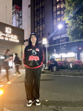 「HYSTERIC GLAMOUR（ヒステリックグラマー）のHYSTERIC84ジャカードメッシュ プルオーバー（ニット/セーター、ブラック系）」を使った、hyshmt01さん（メンズ・172cm）の春コーディネート