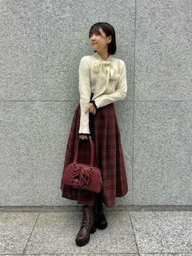 「ボウタイ」｜「アイテム（ブーツ）」を使った、ゆうたんさん（レディース・160cm）の秋コーディネート