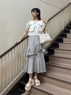 「白コーデ」｜ゆうたんさん（レディース・160cm）の夏コーディネート
