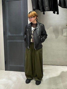 「schott（ショット）のアイテム（ライダースジャケット）」を使った、ユウチャンさん（レディース・161cm）の春コーディネート