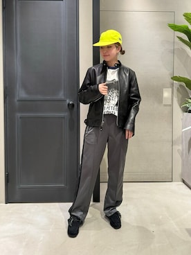 「schott（ショット）のアイテム（ライダースジャケット）」を使った、ユウチャンさん（レディース・161cm）の春コーディネート