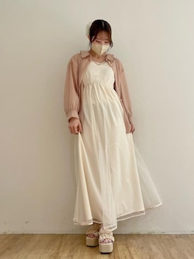 「シャツ 」｜「アイテム（ワンピース/ドレス）」を使った、ゆうなさん（レディース・152cm）の春コーディネート