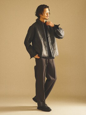 「417 EDIFICE（フォーワンセブンエディフィス）のアイテム（ライダースジャケット）」を使った、417 officialさん（メンズ・178cm）の秋コーディネート