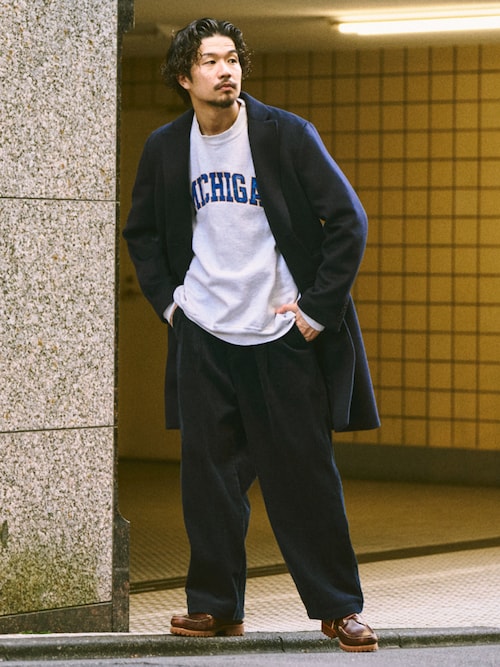 417 EC417 officialさんのチェスターコート「WOOL MIX CHESTER / チェスターコート(417 EDIFICE|フォーワンセブンエディフィス)」を使ったコーディネート