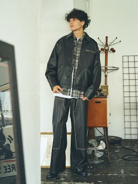 「417 EDIFICE（フォーワンセブンエディフィス）のアイテム（ライダースジャケット）」を使った、417 officialさん（メンズ・180cm）の秋コーディネート