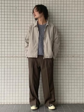 「417 EDIFICE（フォーワンセブンエディフィス）のアイテム（スラックス）」を使った、417 officialさん（メンズ・173cm）の秋コーディネート
