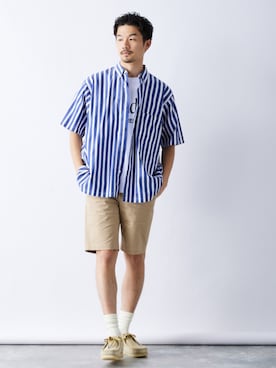 「417 EDIFICE（フォーワンセブンエディフィス）のアイテム（チノパンツ）」を使った、417 officialさん（メンズ・178cm）の夏コーディネート