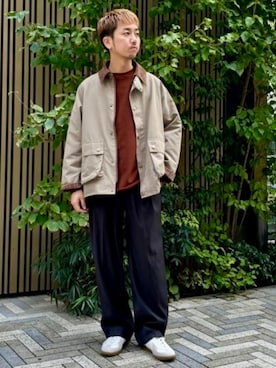 「417 EDIFICE（フォーワンセブンエディフィス）のアイテム（スラックス）」を使った、417 officialさん（メンズ・175cm）の秋コーディネート