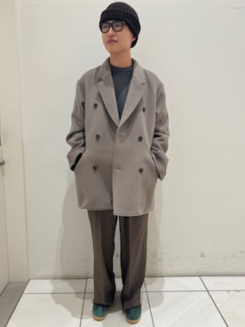 「417 EDIFICE（フォーワンセブンエディフィス）のアイテム（チェスターコート）」を使った、417 officialさん（メンズ・171cm）の冬コーディネート