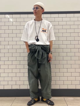 「417 EDIFICE（フォーワンセブンエディフィス）のアイテム（Tシャツ/カットソー）」を使った、417 officialさん（メンズ・175cm）の夏コーディネート