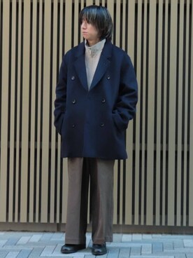 「417 EDIFICE（フォーワンセブンエディフィス）のアイテム（チェスターコート）」を使った、417 officialさん（メンズ・168cm）の冬コーディネート