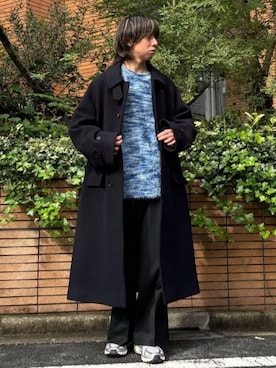「417 EDIFICE（フォーワンセブンエディフィス）のアイテム（ステンカラーコート）」を使った、417 officialさん（メンズ・168cm）の秋コーディネート