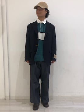 「417 EDIFICE（フォーワンセブンエディフィス）のアイテム（スラックス）」を使った、417 officialさん（メンズ・170cm）の秋コーディネート