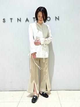 「COLUMN（コラム）のアイテム（パンツ）」を使った、ESTNATION WOMENSさん（レディース・155cm）の冬コーディネート