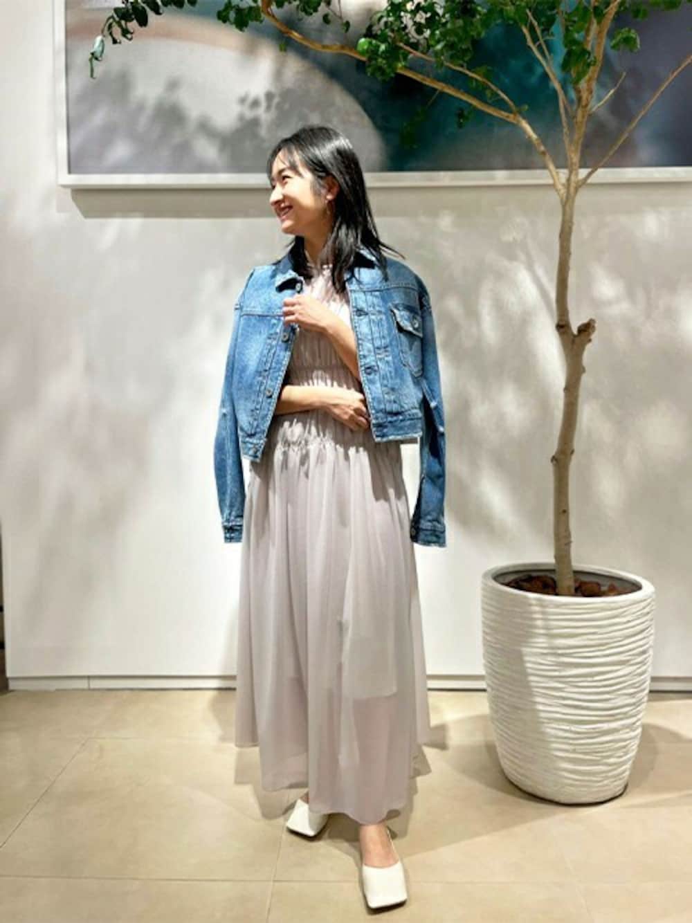 ESTNATION / トリコットオーガンジーシャーリングワンピースを使った  