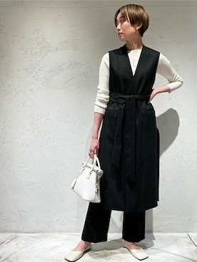 「サテンパンツ」｜「アイテム（その他アウター）」を使った、ESTNATION WOMENSさん（レディース・169cm）の春コーディネート