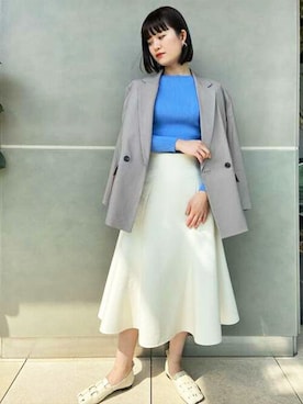 「ボートネック」｜「アイテム（ジャケット/アウター）」を使った、ESTNATION WOMENSさん（レディース・162cm）の春コーディネート