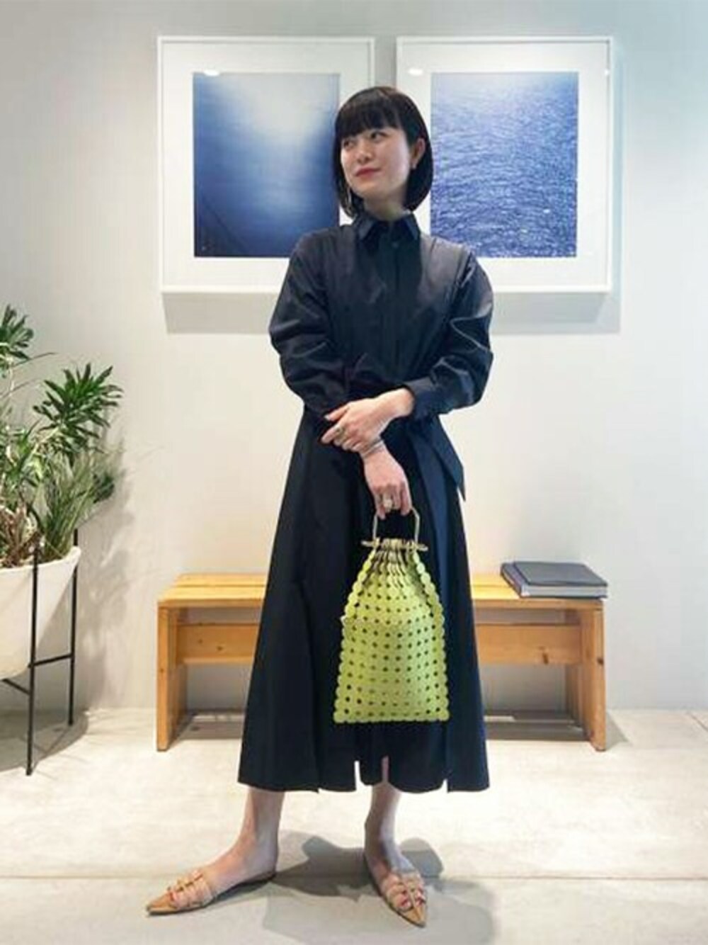 ESTNATION / コットンストレッチブロードシャツワンピースを使っ