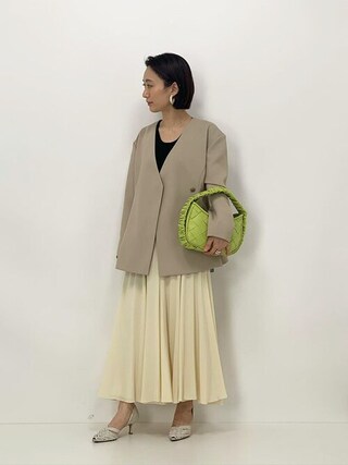 美品】COLUMN コラムラップデザインジャケットVネックベージュ36