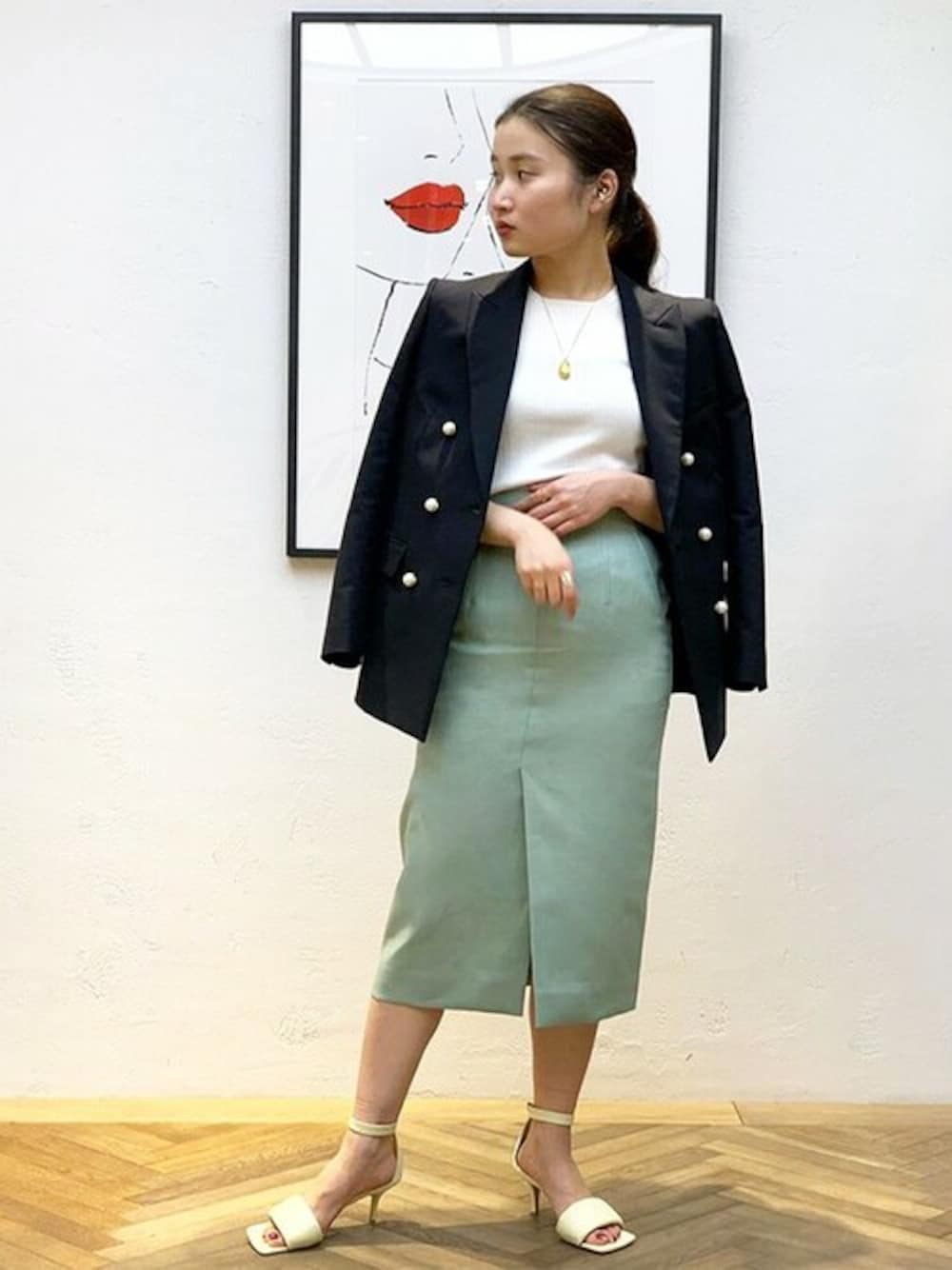 未使用【エストネーション】 コットンダブルブレストパールボタンジャケット ESTNATION（エストネーション）の「ESTNATION / コットンダブル