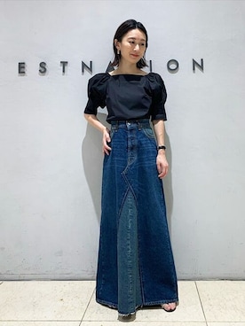 「スクエアネック(ネック)」｜ESTNATION WOMENSさん（レディース・155cm）の夏コーディネート