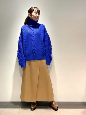 「タックスカート」｜ESTNATIONさん（レディース・162cm）の冬コーディネート