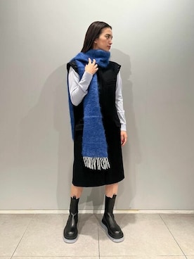 「ESTNATION（エストネーション）のアイテム（ストール/ショール）」を使った、ESTNATION WOMENSさん（レディース・164cm）の冬コーディネート