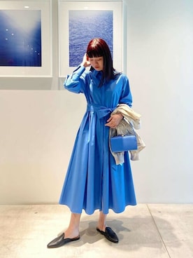 ESTNATION コットンストレッチブロード　フレアシャツワンピース ESTNATION / フレアシャツワンピースを使った人気ファッション