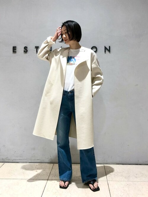 【美品】エストネーション ノーカラーコート 38 ESTNATION（エストネーション） ノーカラーコート 38 グレー