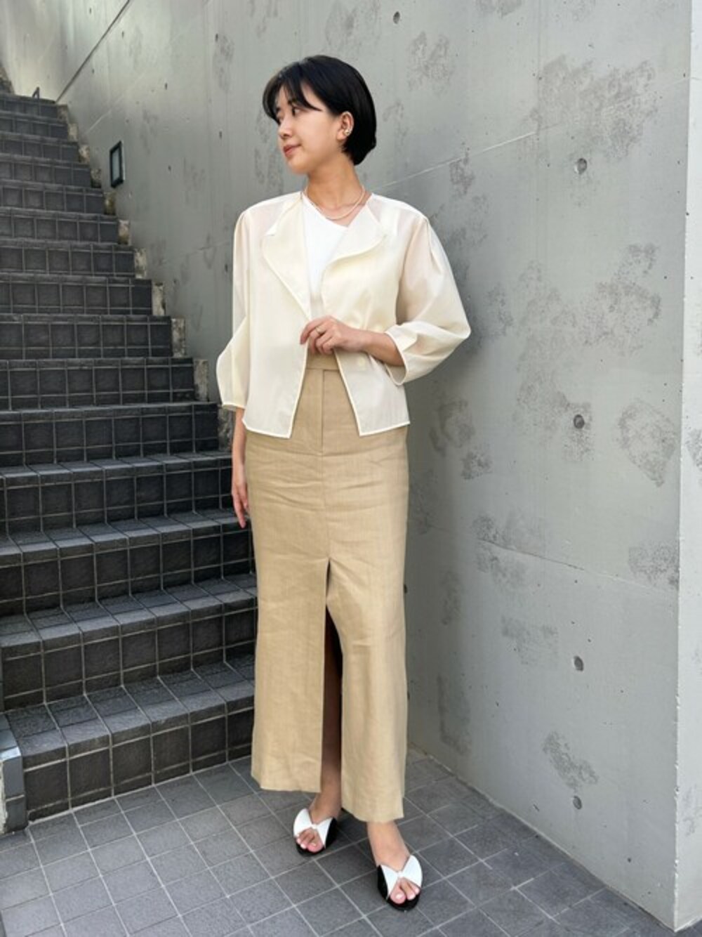 【美品】ESTNATION / シアータフタタックスリーブジャケット ESTNATION / シアータフタタックスリーブジャケット｜ESTNATION