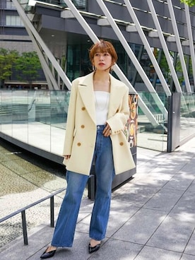 「COLUMN（コラム）のアイテム（ジャケット/アウター）」を使った、ESTNATION WOMENSさん（レディース・158cm）の春コーディネート