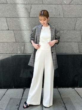 「COLUMN（コラム）のアイテム（ジャケット/アウター）」を使った、ESTNATION WOMENSさん（レディース・163cm）の夏コーディネート