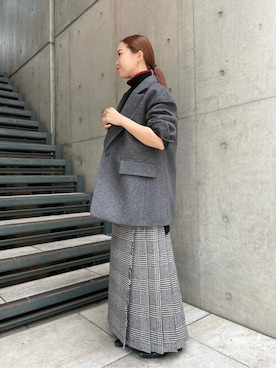 「ハイネックニット」｜「アイテム（チェスターコート）」を使った、ESTNATION WOMENSさん（レディース・156cm）の秋コーディネート