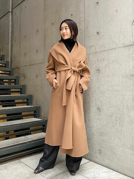 「アイテム（ノーカラーコート、イエロー系）」を使った、ESTNATION WOMENSさん（レディース・155cm）の冬コーディネート