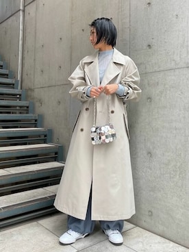 「リブニット」｜「アイテム（トレンチコート）」を使った、ESTNATION WOMENSさん（レディース・166cm）の冬コーディネート