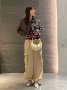 「ショート丈トップス」｜「アイテム（その他アウター）」を使った、ESTNATION WOMENSさん（レディース・156cm）の春コーディネート