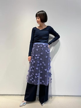 「フラワープリント」｜「アイテム（パンプス）」を使った、ESTNATION WOMENSさん（レディース・163cm）の春コーディネート
