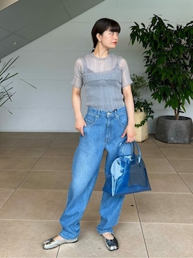 「アイテム（チューブトップ、グレー系）」を使った、ESTNATION WOMENSさん（レディース・162cm）の夏コーディネート