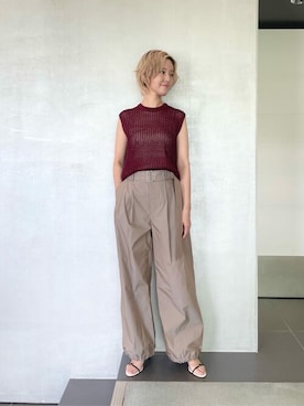 「COLUMN（コラム）のアイテム（パンツ）」を使った、ESTNATION WOMENSさん（レディース・162cm）の夏コーディネート