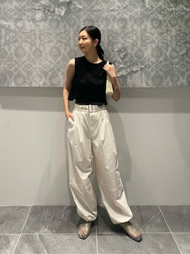 「COLUMN（コラム）のアイテム（パンツ）」を使った、ESTNATION WOMENSさん（レディース・165cm）の夏コーディネート