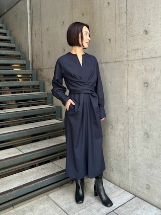 ESTNATION ウエストツイストロングスリーブワンピース 長袖 38 グレー ESTNATION（エストネーション） ワンピース ESTNATION / ウエスト