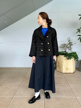 「デザイントップス」｜「アイテム（ジャケット/アウター）」を使った、ESTNATION WOMENSさん（レディース・158cm）の冬コーディネート