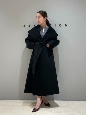 新品 ESTINATION COLUMN ループヘリンボーンショートカラーコート ESTNATION（エストネーション）の「COLUMN / ループヘリンボーン
