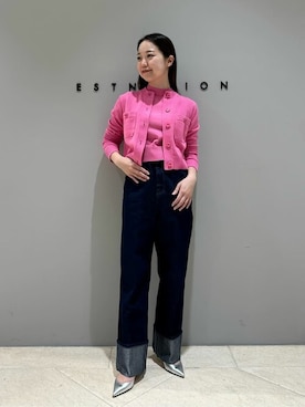 ESTNATION ポケット クルーネック カーディガン・クルーネック